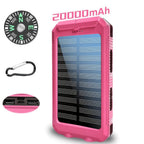 Batería Externa Solar Portátil de 20000Mah, Cargador Solar Portátil para Teléfonos Móviles, Cargador de Batería Externa para Camping para Teléfonos Móviles, 2 USB/ Linternas LED con Brújula para Actividades al Aire Libre