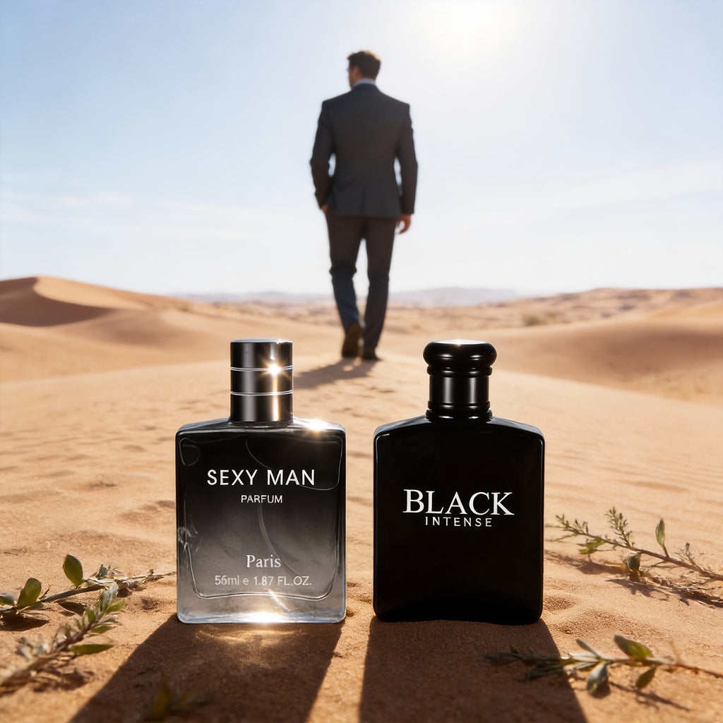 Set de Perfume para Hombre de 2 Unidades, Gran Capacidad de 5.24 FL.OZ, 2 Opciones (Negro y Azul) | Sexy Man Eau De Parfum, Fragancia Fresca, Amaderada y Oriental, Fresca y Sofisticada | Ideal para Regalos de Vacaciones y Uso Personal