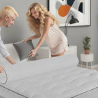Protector de colchón lujoso - Súper cómodo, súper suave y transpirable, apto para todas las estaciones, fácil de cuidar y lavable a máquina, blanco clásico, patrón ondulado, estilo único