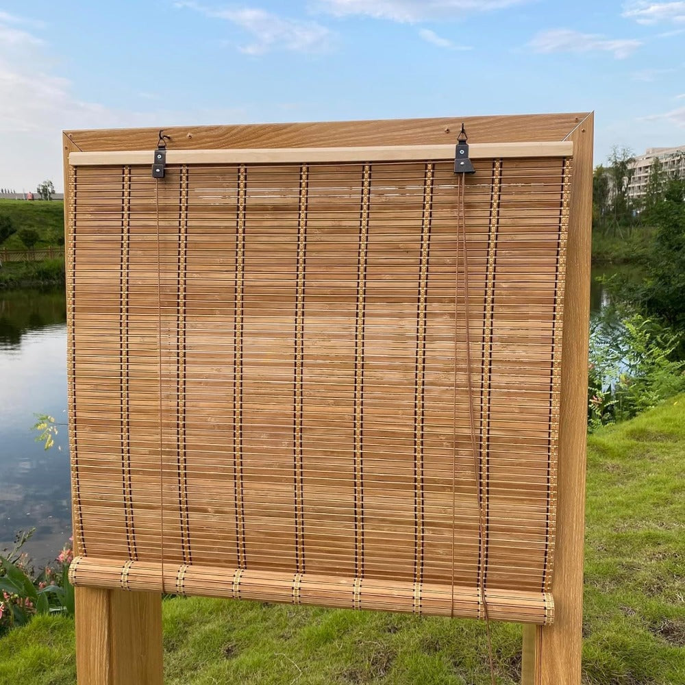 Cortina Persiana de Madera Incluye Accesorios, Estor de Bambú Enrollable para Ventana y Puerta (DIMENSIONES ANCHO X LARGO)