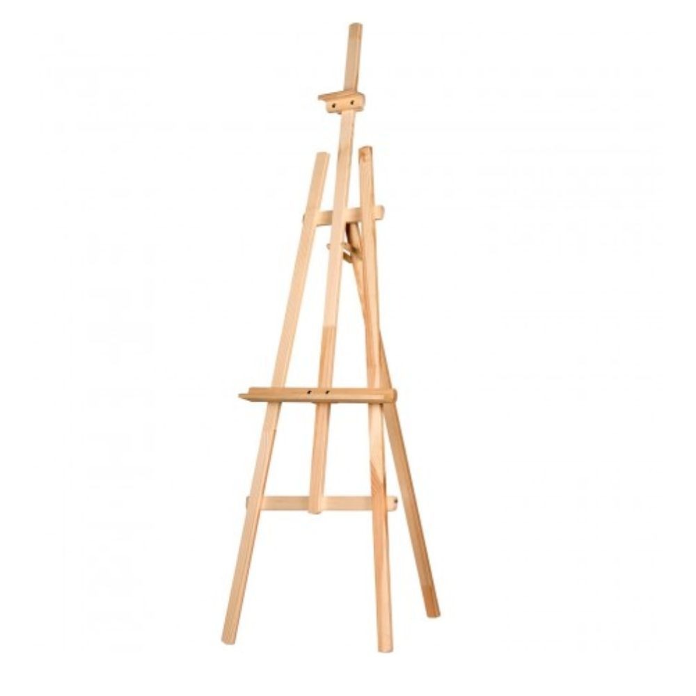 Caballete de Madera para Pintar de Pino Natural, Altura 120-145-170 cm, Soporte de Lienzos, Cuadros y Fotografías, Regulable y Plegable, Manualidades Niños y Adultos