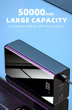 Batería externa | Batería Externa de Gran Capacidad de 50000mAh con Pantalla LED Inteligente, Linterna, Reserva de Energía de Emergencia para