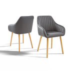 Juego de 2/4/6 sillas de comedor minimalistas con cómodo respaldo, reposabrazos y patas de madera