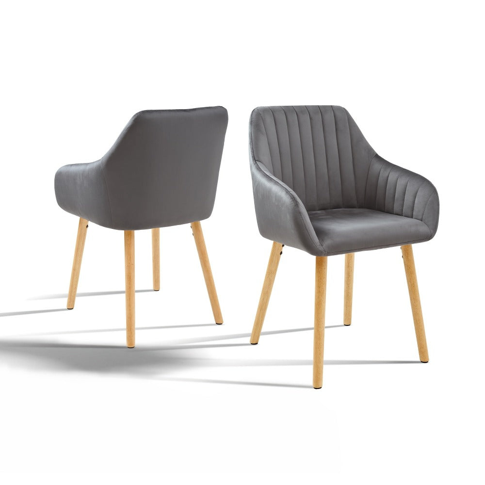 Juego de 2/4/6 sillas de comedor minimalistas con cómodo respaldo, reposabrazos y patas de madera