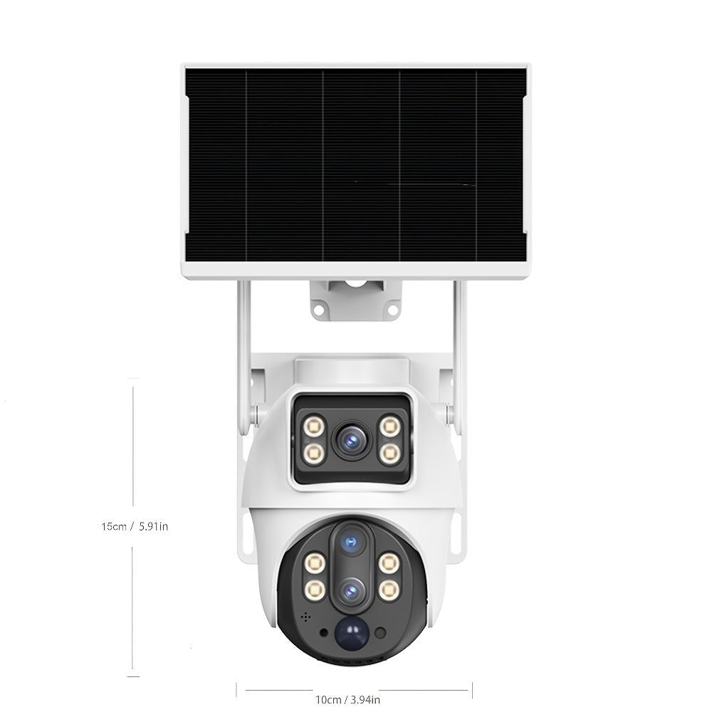 Cámara de Seguridad Exterior con Energía Solar, Tarjeta SIM y 4G LTE - Lente Dual HD 8MP, Zoom 10x, Detección de Movimiento/Humanos, Comunicación Bidireccional, Visión Nocturna a Color, para Vigilancia en el Hogar (No)