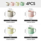 4 piezas, 360 ml, Ø 8,5 cm, juego de vajilla de cerámica, tazas de vidrio, tazas de café, tazas, tazas de té, vasos de jugo, para 4 personas, adecuado para familias, restaurantes, cafeterías, fiestas, cerámica de alta calidad, fácil de limpiar, utensilio