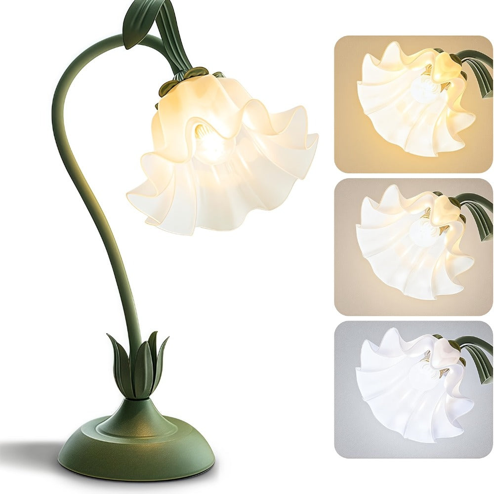 Lámpara de escritorio de oficina, lámpara de lectura LED de mesita de noche, lámpara nocturna de flores de jardín, modo de tres colores, bonita lámpara decorativa de mesita de noche, lámpara de escritorio para iluminación de sala de estar y dormitorio, de