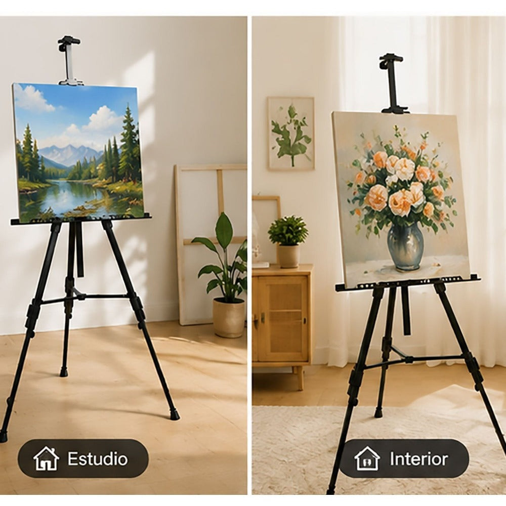 Caballete de Pintura Plegable y Ajustable de Aluminio – Trípode Telescópico Multifuncional con Bolsa de Transporte – Ligero, Resistente y Portátil