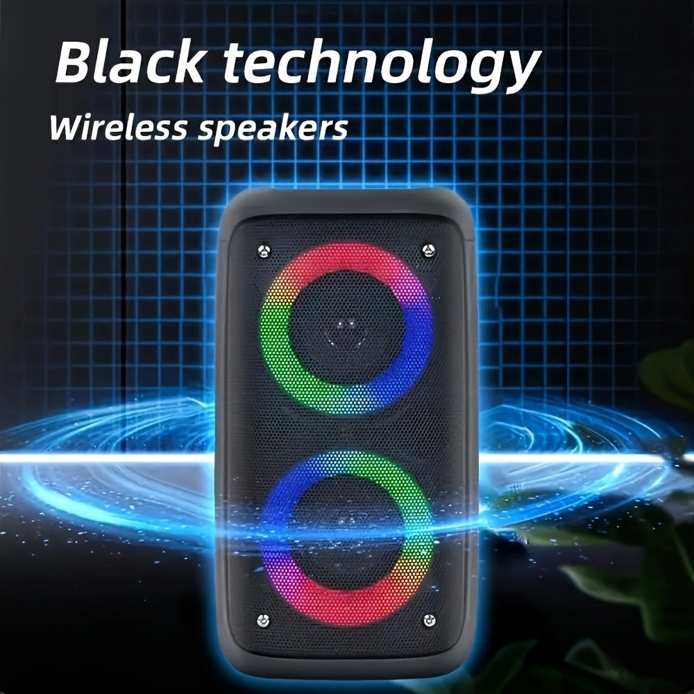 Altavoz Bluetooth | Altavoz Boombox Inalámbrico con Subwoofer: Gran Altavoz Estéreo para Exteriores Equipado con Iluminación RGB y Capacidad TWS