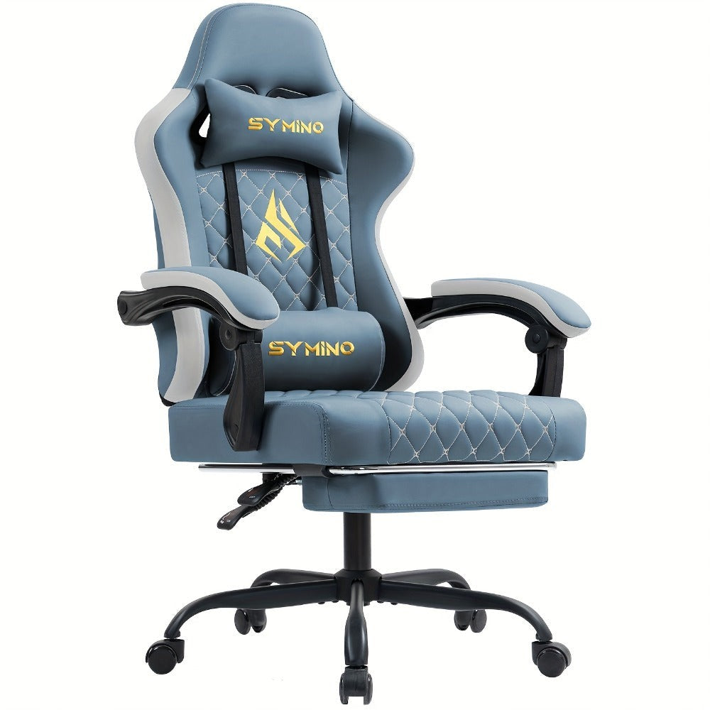 Silla de Oficina con Reposapiés, Silla Ergonómica, Silla Giratoria Ajustable con Soporte Lumbar, Silla de Oficina en Piel PU