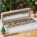 Caja de almacenamiento de relojes de lujo con 6 compartimentos y tapa transparente - Espacio de almacenamiento espacioso, adecuada para relojes mecánicos y de cuarzo para hombres y mujeres, diseño portátil para uso doméstico o de viaje, solución de almace