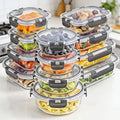12 piezas de nuevos recipientes de cristal con tapa para almacenar alimentos 2026, para preparación de comidas, despensa de alimentos, cocina, recipientes para almacenar el almuerzo, a prueba de fugas, fiambrera bento de cristal sellada, aptos para microo