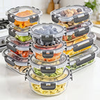 12 piezas de nuevos recipientes de cristal con tapa para almacenar alimentos 2026, para preparación de comidas, despensa de alimentos, cocina, recipientes para almacenar el almuerzo, a prueba de fugas, fiambrera bento de cristal sellada, aptos para microo