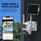 Cámara de seguridad inteligente solar de doble lente 4G para exterior con 8MP, detección de movimiento, audio bidireccional, visión nocturna a todo color, notificaciones de alarma, equipada con tarjeta SIM