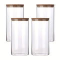 Juego de 3/4 tarros de cristal para almacenamiento de cocina, redondos y cilíndricos con tapa de bambú. 1.3L (44oz)/2L (67oz). Hechos de vidrio de borosilicato de alta resistencia, ligeros y duraderos, aptos para lavavajillas. Adecuados para pasta, frutos