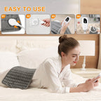 Almohadilla Térmica Eléctrica - 6 Niveles de Calefacción, Hasta 140 °F, Apagado Automático a las 2 Horas, Portátil 60 cm x 30 cm, Franela Suave, Lavable a Máquina, Adecuada para Abdomen, Cuello, Hombro, Rodilla, Pierna, Regalo para Hombre, Mamá y Papá, Re