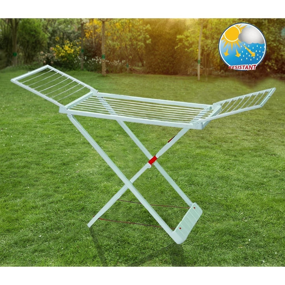 Tendedero Plegable con Alas, 20 Metros de Superficie de Tendido, Hecho de Resina Resistente al Sol y a la Intemperie, 180 x 108 x 55 cm - Dekohome
