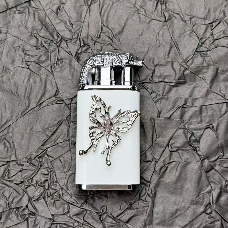Encendedores recargables | Encendedor de Cocodrilo Hecho a Mano con Doble Llama Recta a Prueba de Viento, Inflable, de Alto Valor y Alta Gama
