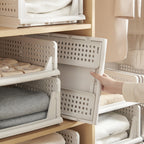 4pcs Organizadores Armario Plegables y Apilables, Cajones de Almacenaje con Separadores Extraíbles, Almacenaje y Organización para Dormitorio, Oficina y Baño, Plastico
