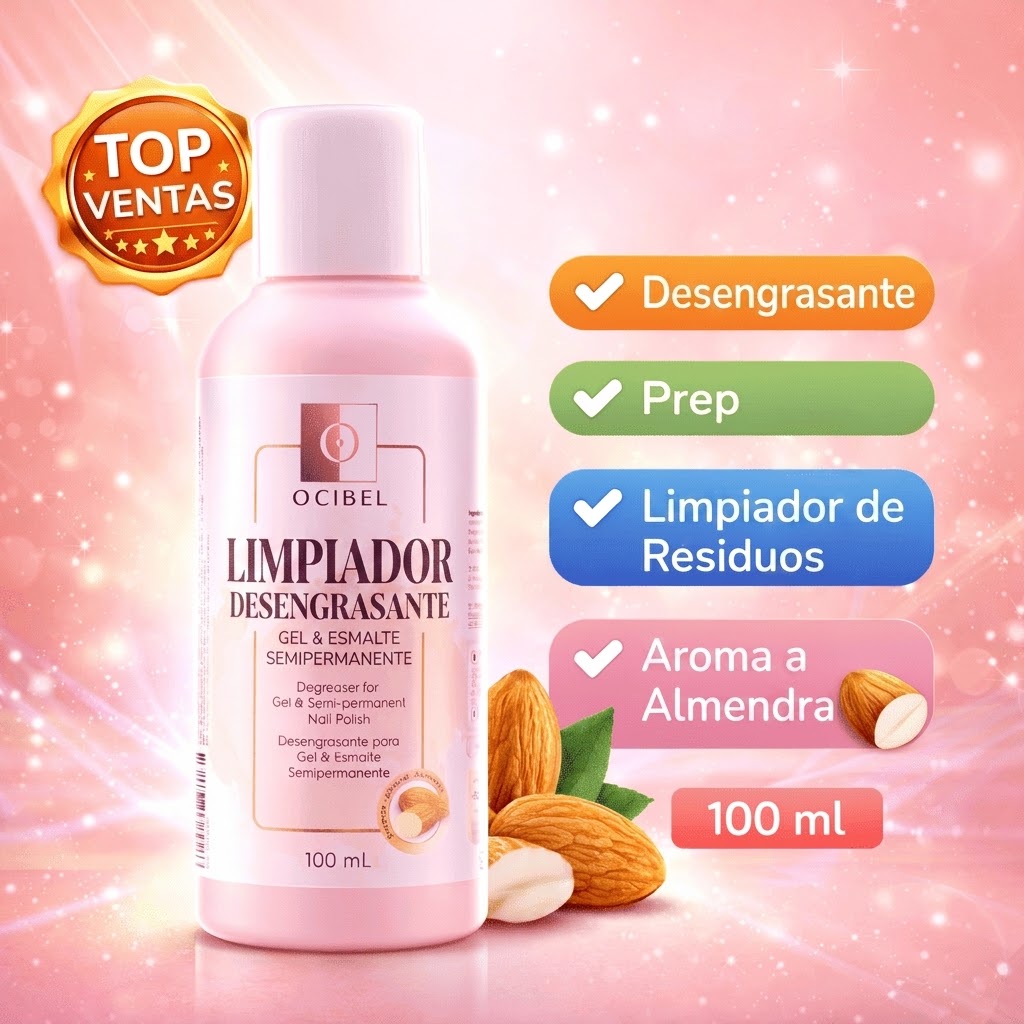 Limpiador de Uñas de Almendras 100ml - Gel Desengrasante, Semi-Permanente, Preparación de Uñas, Limpiador de Residuos, Brillo de Uñas, Manicura Profesional