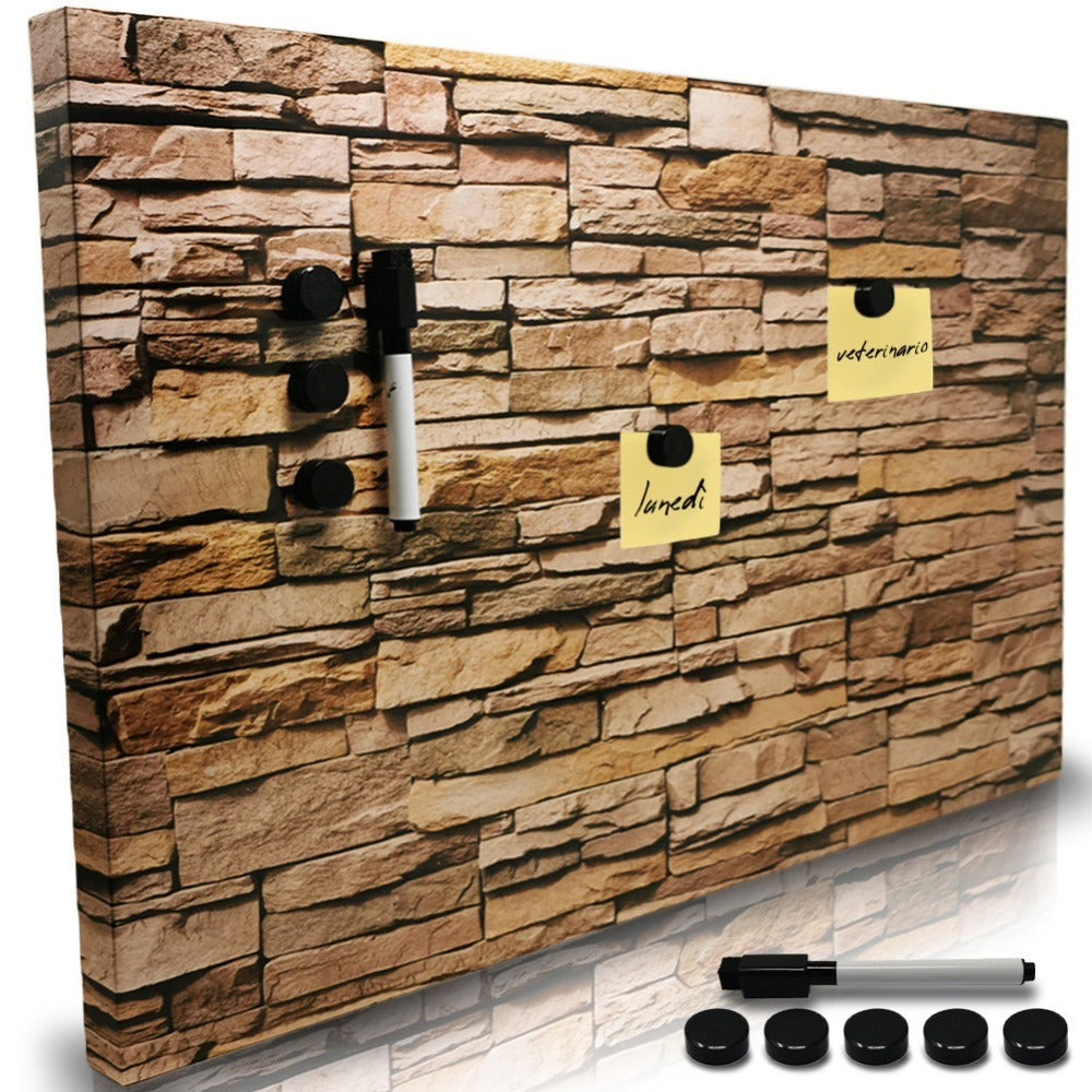 BAKAJI Pizarra Blanca Magnética con 5 Imanes y 1 Marcador, Tablero de Notas Montado en la Pared, Ideal para Cocina, Sala de Estar, Entrada, 60 x 40 cm