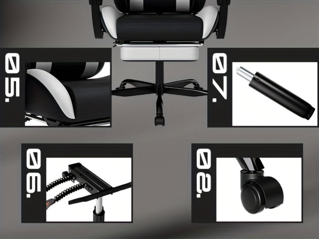 Silla Gaming, Silla Esports, Silla Gaming Ergonómica con Reposapiés, Silla Gaming de Carreras con Reposacabezas Ajustable, Silla de Ordenador con Altura Ajustable y Soporte Lumbar, Adecuada para Oficina en Casa y Gaming, Beige, Azul, Negro, Rojo, Naranja