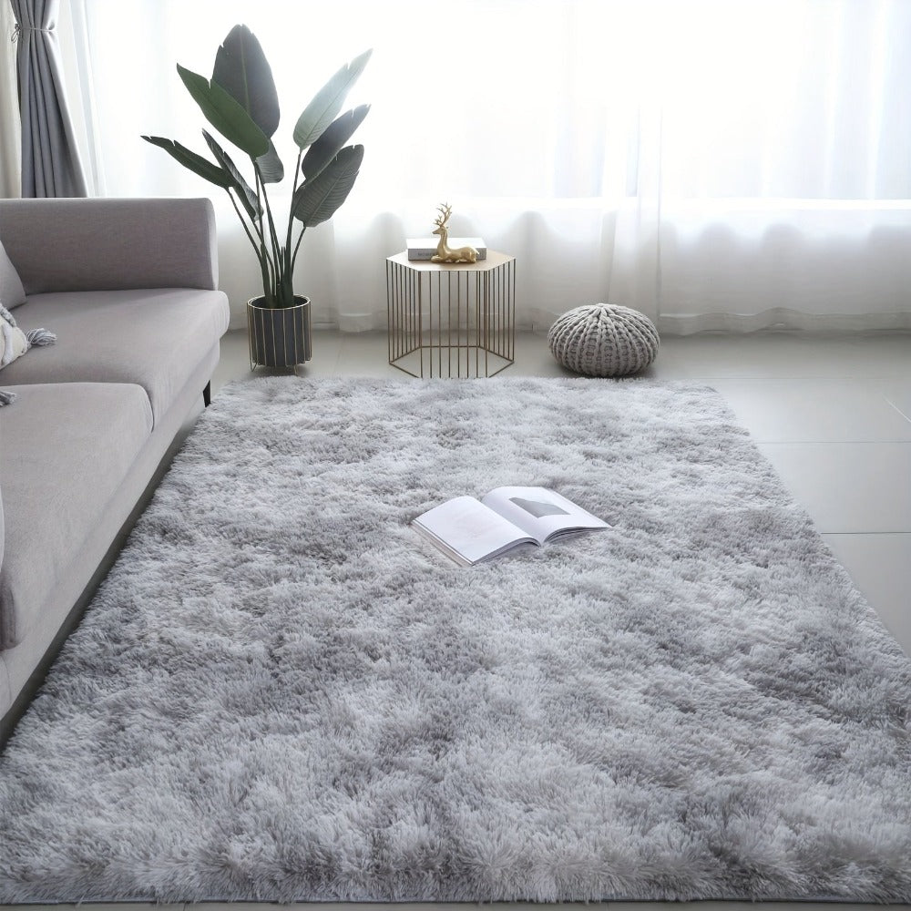 1pc Alfombra Grande Gruesa y Esponjosa de 230 X 160Cm para Sala de Estar, Dormitorio, Pasillo, Tapete, Alfombra de Piso, Gris Oscuro