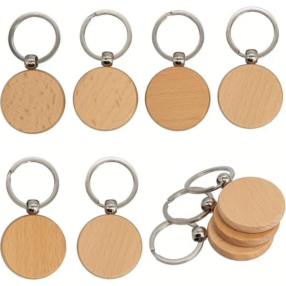 100 Llaveros de Madera Natural | Llaveros en Blanco Grabados con Anillos de Metal, Material de Madera Artesanal Color Caqui Clásico, Ideal para Regalos de Pascua, Día de San Valentín, Día de la Independencia, Carnaval, Llaveros Lindos, Diseño Fácil, Super