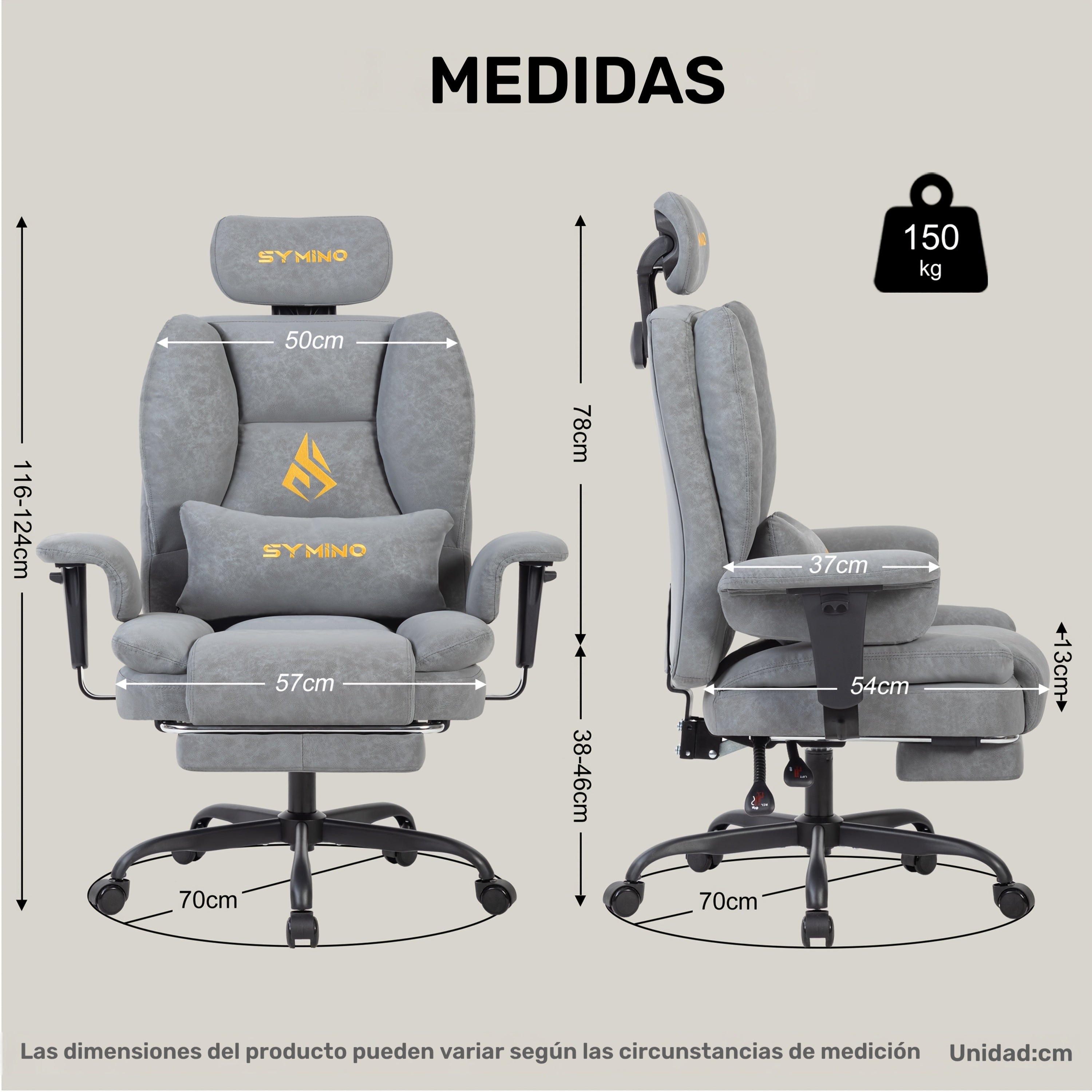 Silla de gaming SYMINO, silla de oficina ergonómica de piel PU con soporte lumbar - Silla de escritorio reclinable para computadora para adultos, asiento de videojuegos estilo carreras (altura y reposacabezas ajustables)