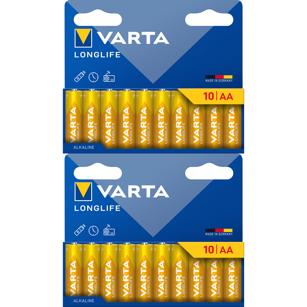 Pilas | Pilas AA Alcalinas de Alto Rendimiento, VARTA Longlife, Ultra Larga Duración, Energía Continua, Ideal para Controles Remotos, Juguetes