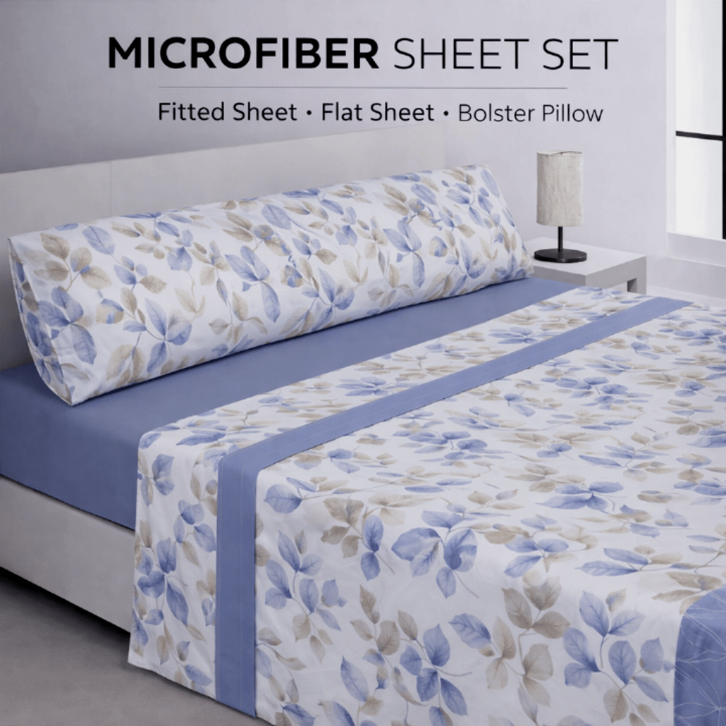 Juego de sábanas de verano de 3 piezas, diseños estampados de microfibra suave al tacto para todo tipo de camas con funda de almohada a juego para uso diario en el hogar, hoteles, invitados y residencias (Sábana ajustable, Sábana encimera / Sábana lisa y