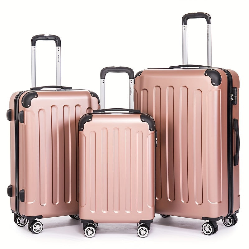 Conjunto de Tres Maletas Familiares de 20+24+28 Pulgadas, Maleta de Cabina de 20 Pulgadas para Viajes de Negocios, Caja de Almacenamiento con Contraseña, Ruedas Universales, Carcasa Dura de ABS, Maleta de Trolley de Gran Capacidad (ML-XL-set)