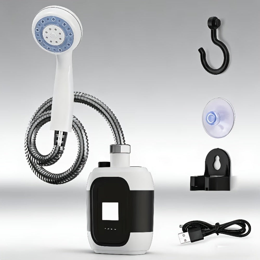 Bomba de ducha de camping recargable portátil multifuncional - Cabezal de ducha para exteriores de 2000 mAh, puede extraer agua de un cubo, adecuada para camping, viajes, baño de mascotas, lavado de coches y jardinería | Bomba de ducha de camping de mano,