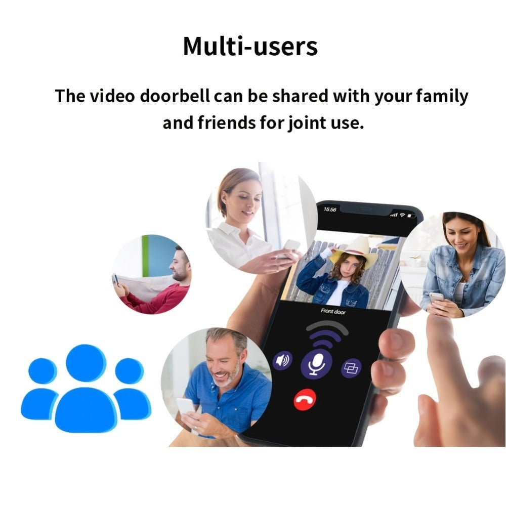 Timbre sin varillas para seguridad del hogar, cámara de seguridad con visión nocturna, 960P HD, detección de movimiento PIR, batería recargable de 2600mAh - Fácil de montar y controlado por aplicación, cámara de seguridad inalámbrica para el hogar, timbre