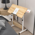 Mesa Rodante de 80X40Cm para Sofá Cama, Mesa Auxiliar Móvil Ajustable en Altura de 64-89Cm, Escritorio Plegable de 4 Ruedas con Bloqueo, Mesa Auxiliar para Sofá, Dormitorio