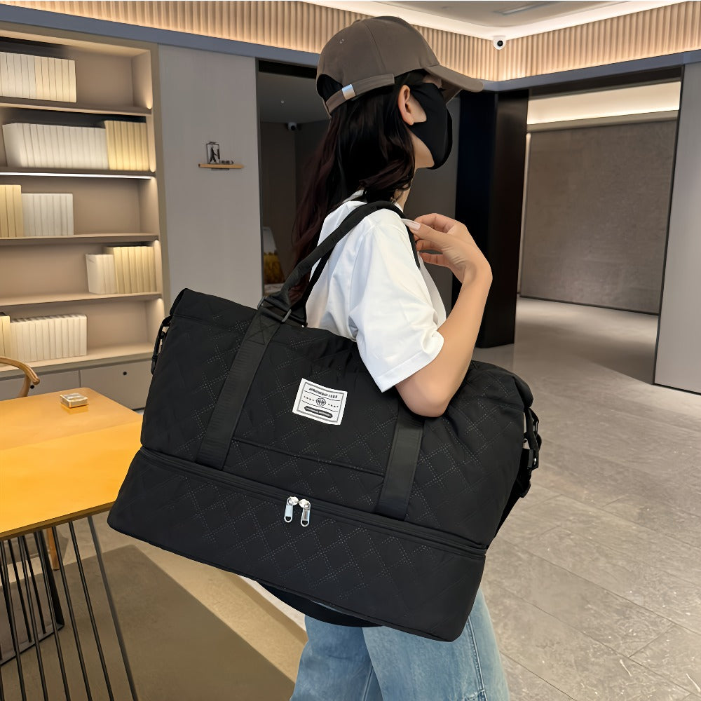 Set de Bolso Duffel de Viaje, Bolso de Fin de Semana para Mujer con Bolso de Hombro, Bolso de Mano de Noche con Compartimento para Zapatos, Bolso de Gimnasio para Yoga con Bolsa para Zapatos con Bolsillo Húmedo, Bolso de Hospital para el Trabajo de Parto