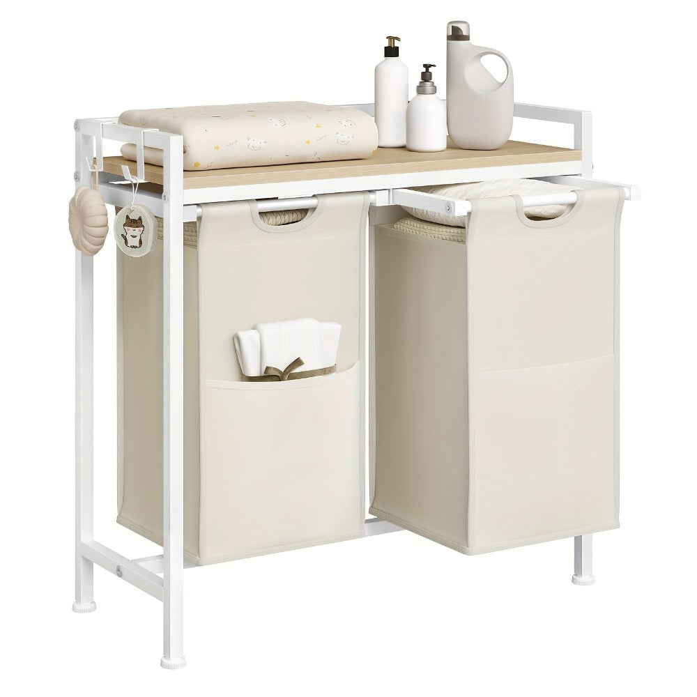 Cesto de lavandería con compartimentos, recolector de ropa sucia con estructura de metal, cesto para ropa sucia, bolsa de lavandería de tela Oxford desmontable, clasificador de ropa, contenedor de lavandería, para baño, dormitorio, cestos de lavandería