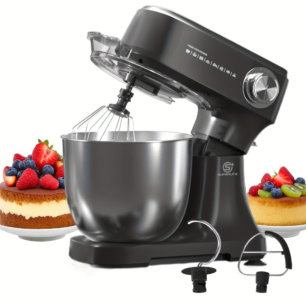 Procesador de Alimentos SUPERLEX 800 W con Bol de Acero Inoxidable de 4.5L - Amasadora Profesional con 10 Velocidades, Gancho para Masa, Batidor y Raspador - Mezcladora de Pie para Pan, Pasteles y Más