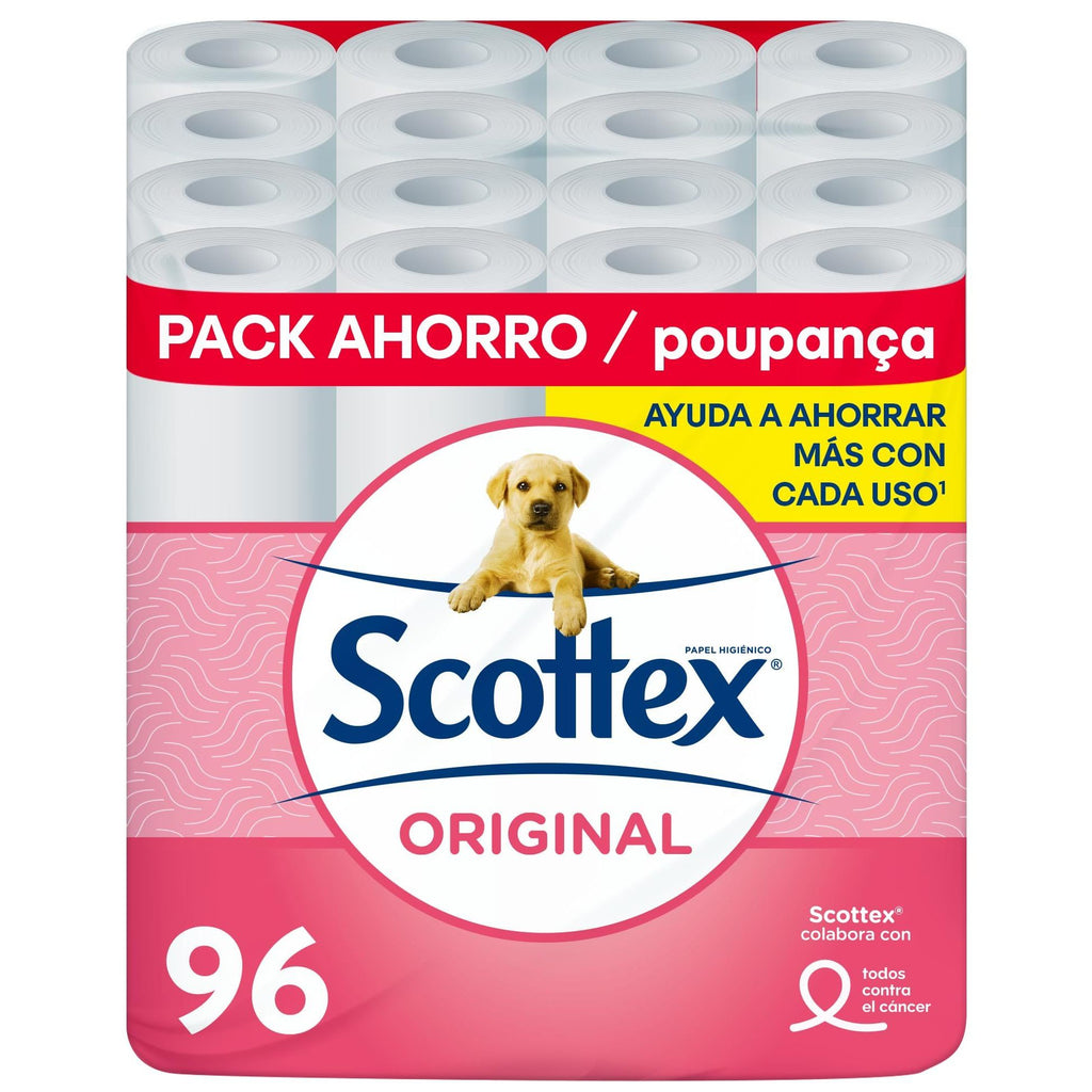 Scottex Papel Higiénico Original 96 rollos, 6 packs de 16 rollos