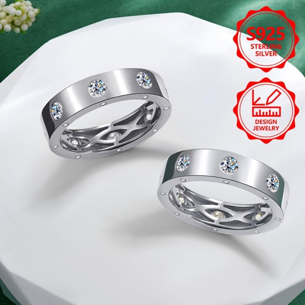 Anillo de moda exquisito para mujer PM:A25 de plata de ley 925, elegante y con estilo, con incrustaciones de circonita sintética, un anillo de joyería de alto valor para mujer, adecuado para viajes de vacaciones y uso diario, el regalo conmemorativo perfe