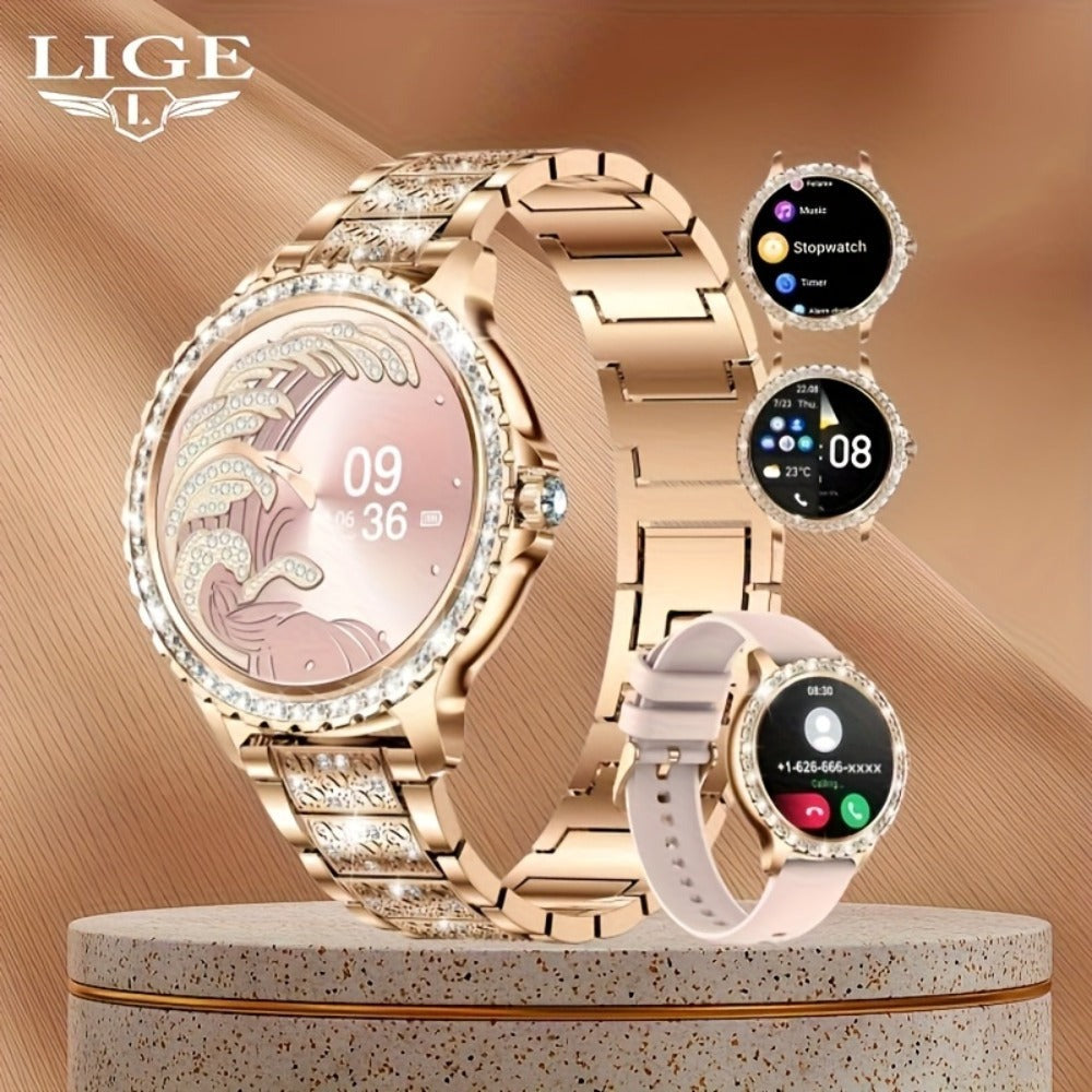 SIEMORL Smartwatch para Mujer con Pantalla Táctil Completa de 1.32 pulgadas, Smartwatch con Llamada Inalámbrica, Rastreador de Actividad Física con 20 Modos Deportivos, Diales Exclusivos, Relojes Inteligentes Impermeables para iPhone Android, Pulsera Depo