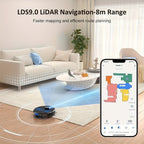 Lubluelu SL60D Robot aspirador y fregona: 5000 Pa de succión, navegación precisa, 5 mapas de piso, 10 zonas de exclusión, recarga automática, limpieza inteligente, control por aplicación inteligente para alfombras, pelo de mascotas, pisos duros