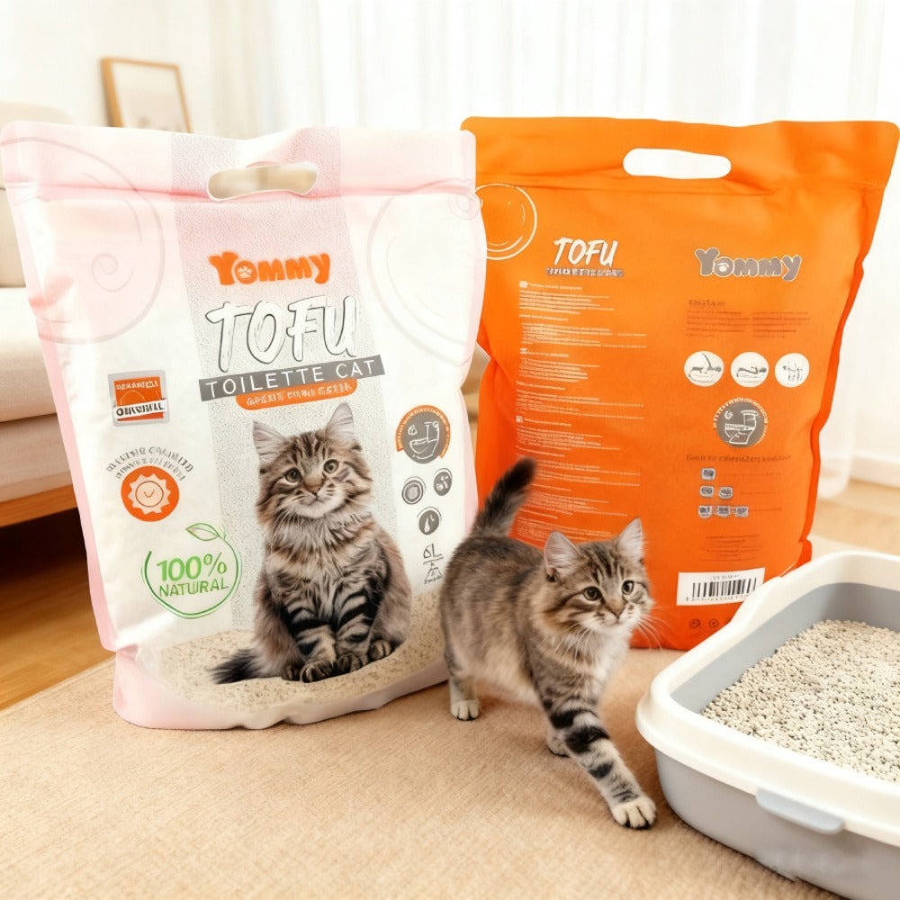Arena para gatos con tofu perfutado, 6 l (1 paquete), original, arena para gatos con manzana, lavanda, limón y fibra de soja.
