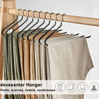 Juego de 20 perchas para faldas, perchas doradas antideslizantes para pantalones, perchas para abrigos que ahorran espacio con revestimiento antideslizante, perchas multifuncionales para pantalones, adecuadas para pantalones, bufandas, jeans, faldas, etc.