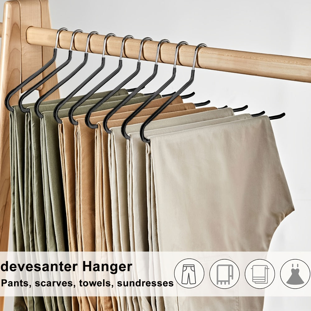 Juego de 20 perchas para faldas, perchas doradas antideslizantes para pantalones, perchas para abrigos que ahorran espacio con revestimiento antideslizante, perchas multifuncionales para pantalones, adecuadas para pantalones, bufandas, jeans, faldas, etc.