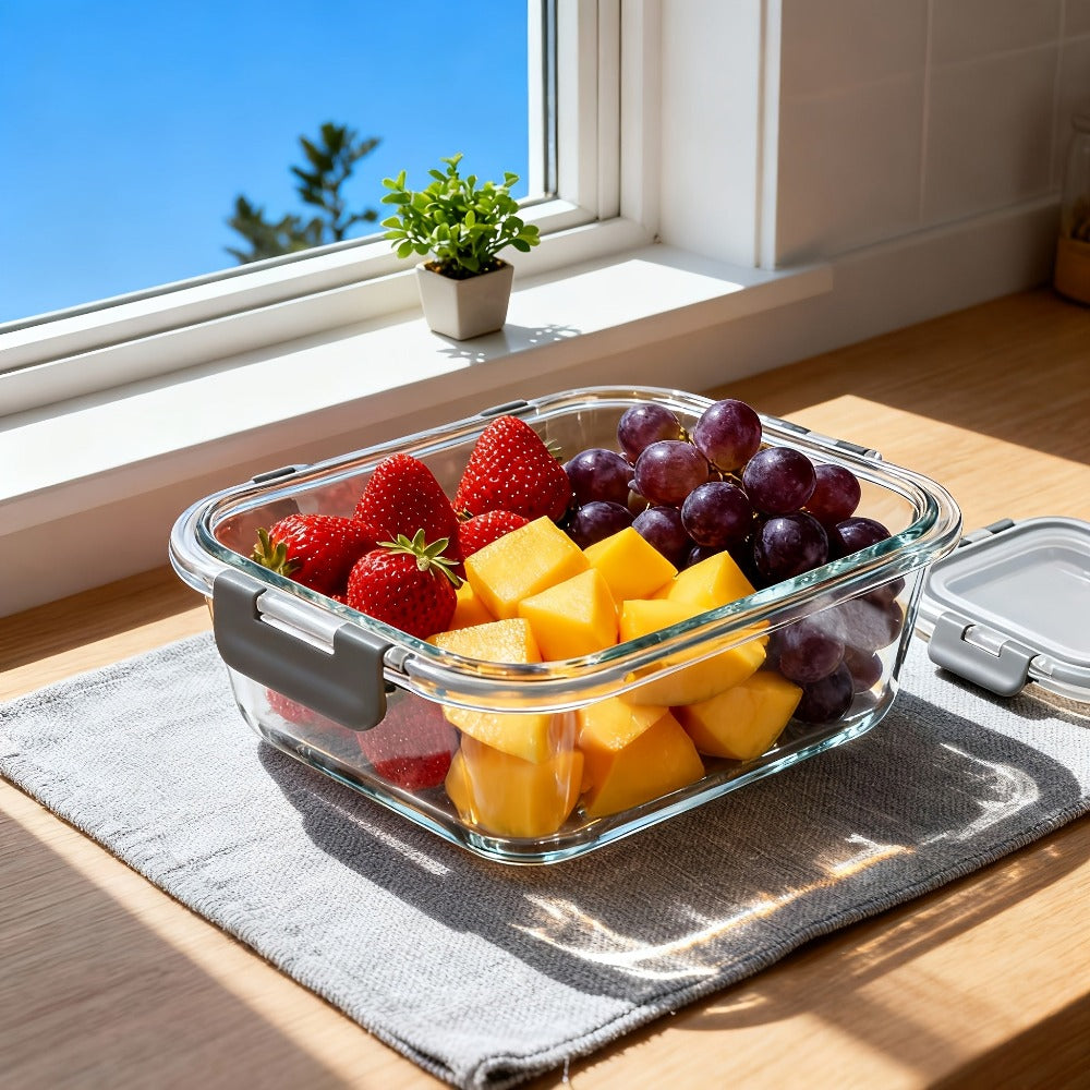 Juego de 12 recipientes de vidrio con tapas - Contenedores para almacenar alimentos, cajas para preparar comidas, aptos para microondas, loncheras, tazones para conservar alimentos en el refrigerador, 12 recipientes y 12 tapas