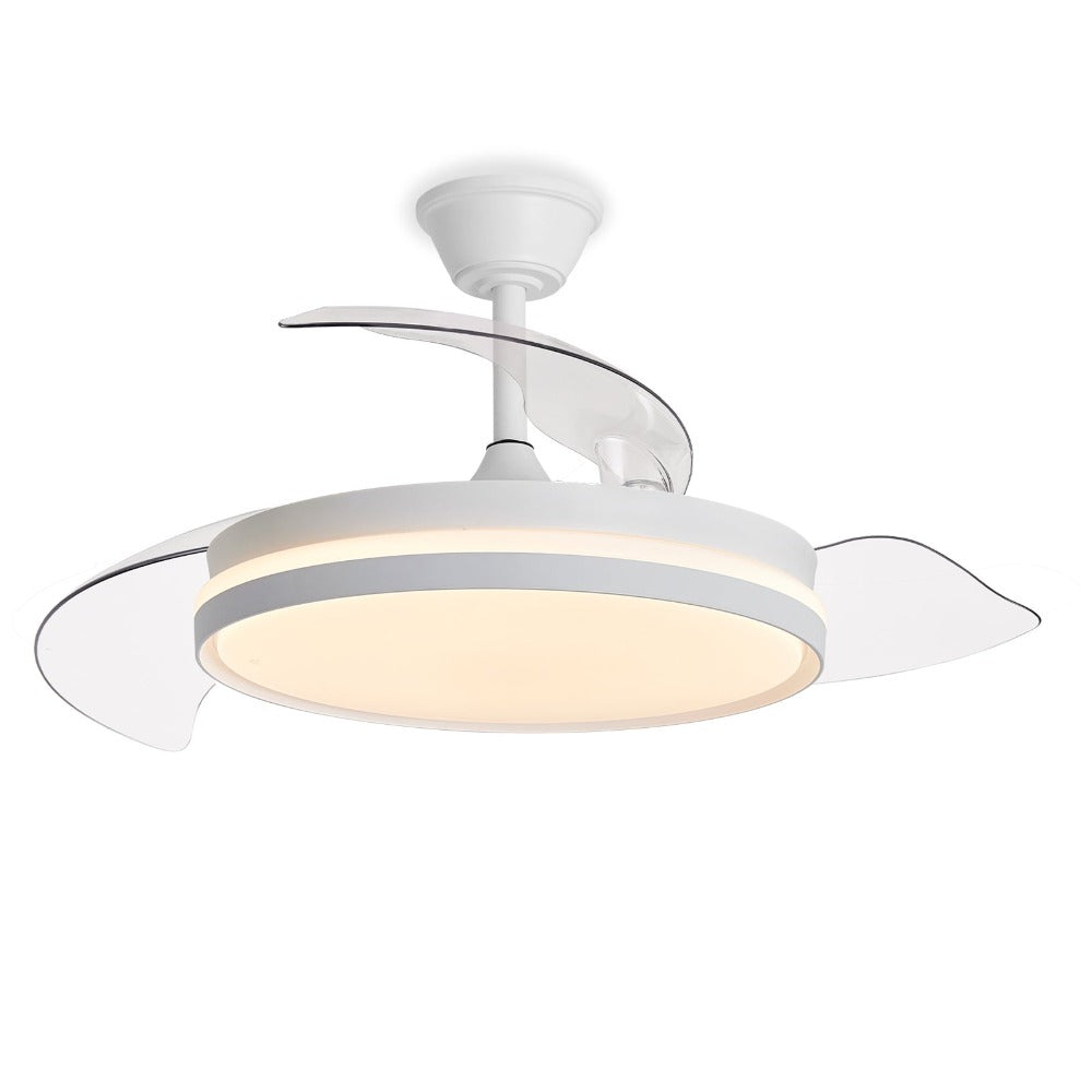 Ventilador de Techo con Luz LED Aspas Retráctiles, SPTO-2, 3 Tonalidades, Control Remoto, 6 Velocidades, Motor DC Silencioso, Temporizador, Sin WiFi