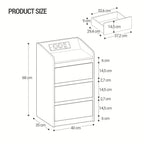 Juego de 2 Cajoneras con 3 Cajones, Mesa Auxiliar con Estación de Carga y LED, 2 Tomas de Corriente y 2 Puertos USB, Almacenamiento para Dormitorio, Libros y Artículos Varios en Sala y Dormitorio, Organización y Almacenamiento, Unidades de Cajones
