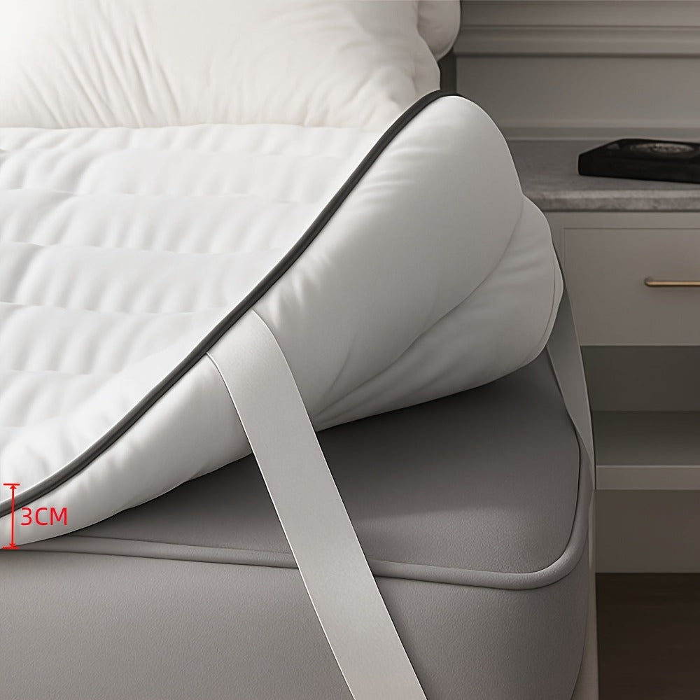 Protector de colchón lujoso - Súper cómodo, súper suave y transpirable, apto para todas las estaciones, fácil de cuidar y lavable a máquina, blanco clásico, patrón ondulado, estilo único