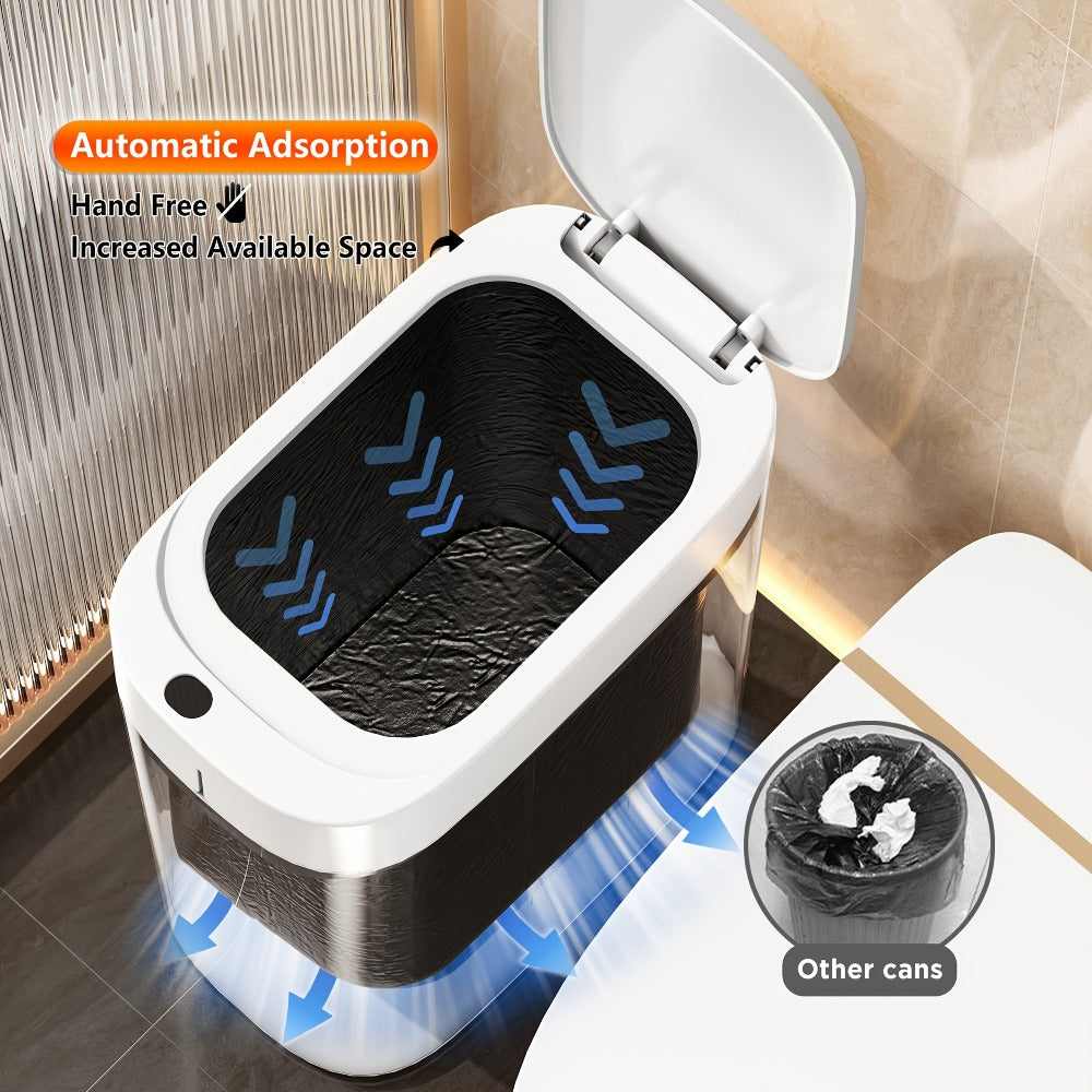 1 pieza de cubo de basura de 10 litros con sensor de movimiento y 30 bolsas para baño, papelera automática con tapa, cubo de basura delgado, cubo de basura sin contacto, pequeño cubo de basura para baño, dormitorio, oficina, cocina, autocaravana, recargab